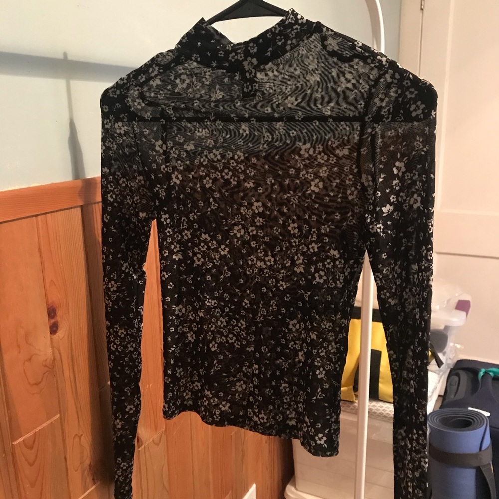 Sheer Floral Mockneck